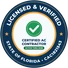 Licensed and verified Florida Certified Air Conditioning Contractor, license CAC1821543